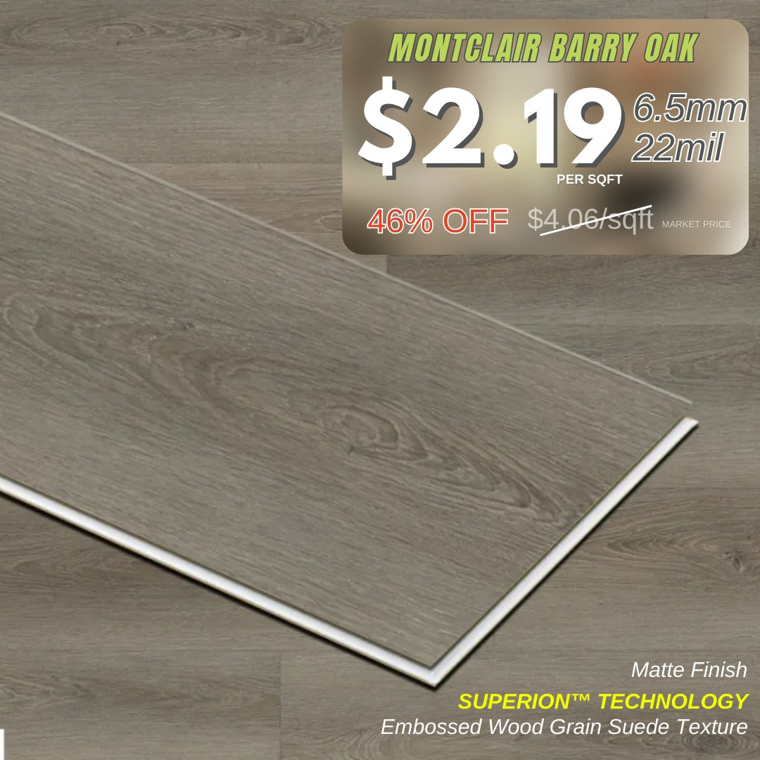 Montclair-Barry Oak 6.5MM 22MIL 7" X 48" Click Lock Waterproof Luxury Vinyl Plank Flooring (19.16sqft/Box)