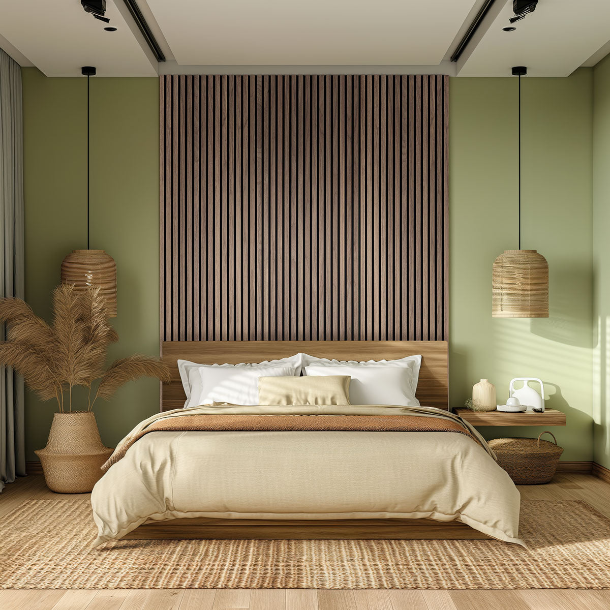 MSI-TAWNY 94.5 In. x 9.5 In. 3D Fluted Wood Slat Acoustic Sound Absorbing Wall Paneling (Set of 4)