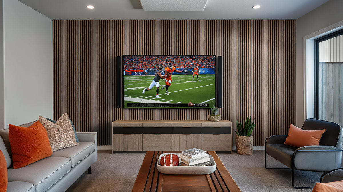 MSI-TAWNY 94.5 In. x 9.5 In. 3D Fluted Wood Slat Acoustic Sound Absorbing Wall Paneling (Set of 4)