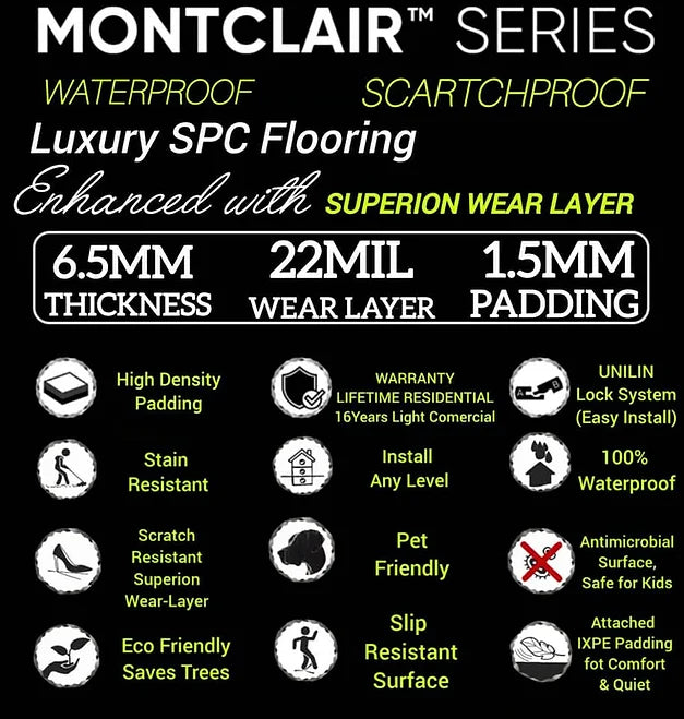 Montclair-Barry Oak 6.5MM 22MIL 7" X 48" Click Lock Waterproof Luxury Vinyl Plank Flooring (19.16sqft/Box)