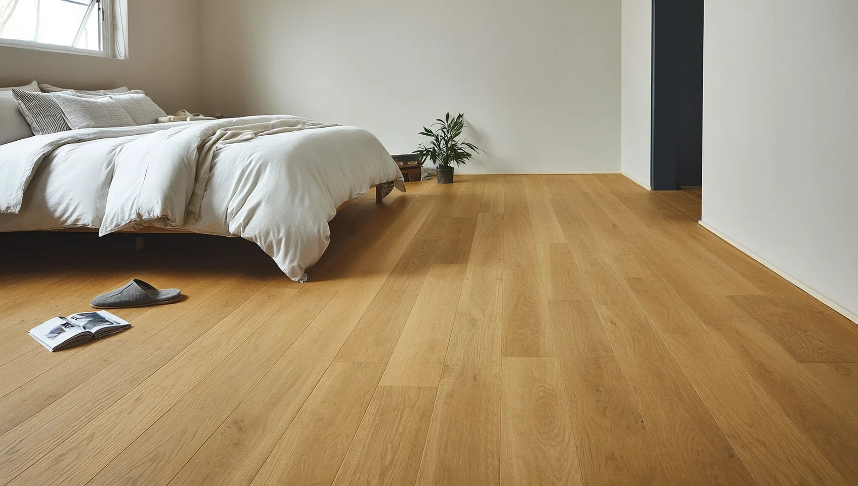 Family-friendly vinyl floor in a styled living space