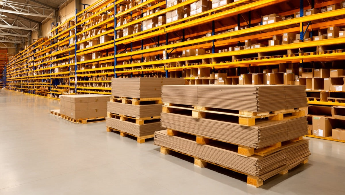 New flooring stacked and ready for same-day pickup and delivery
