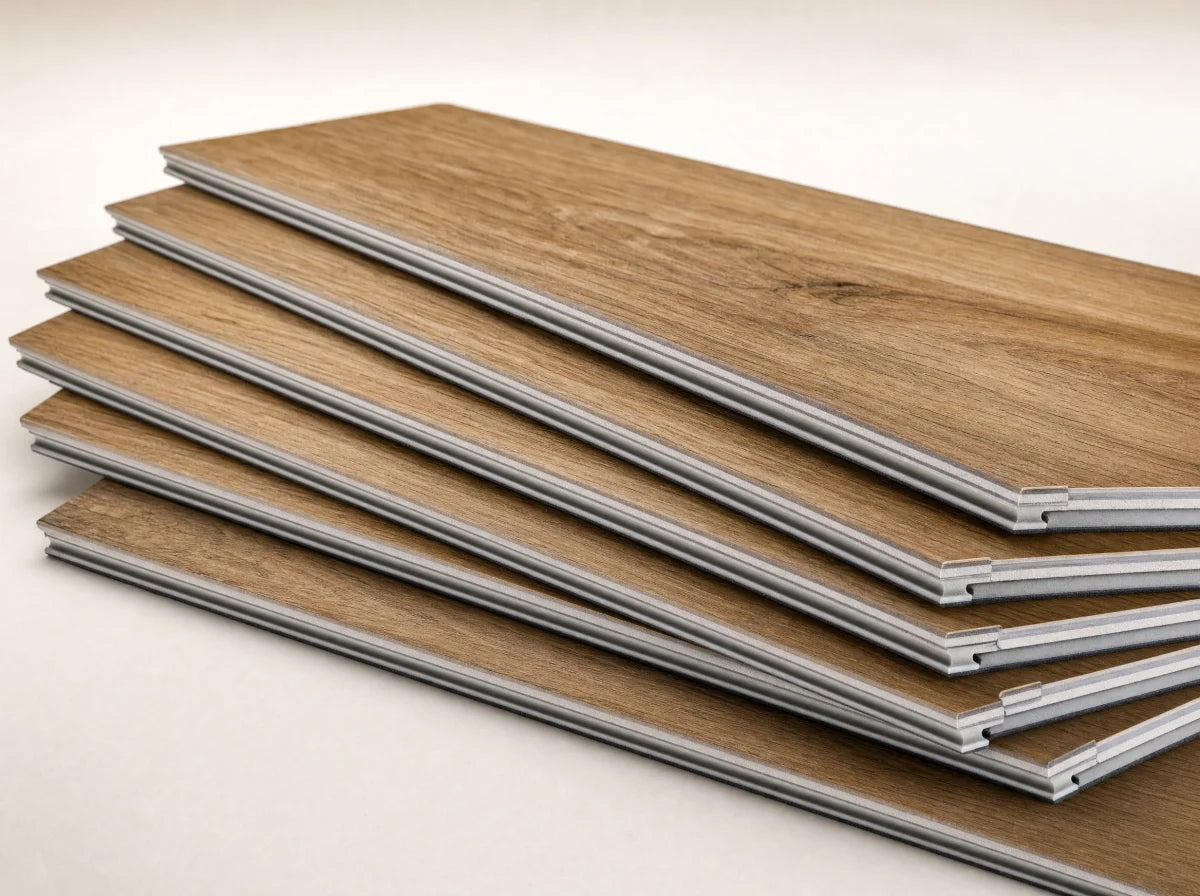 MSI plank construction — wear layer, wood-look surface and rigid core