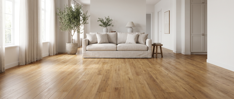 Luxury vinyl plank flooring in a bright modern living room - Zone 4 Flooring