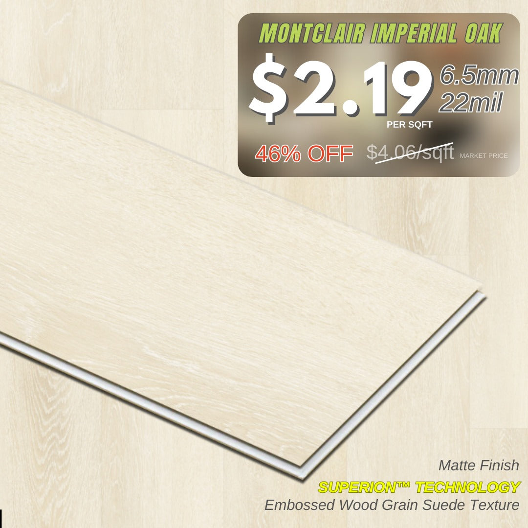 Montclair-Imperial Oak 6.5MM 22MIL 7" X 48" Click Lock Waterproof Luxury Vinyl Plank Flooring (19.16sqft/Box)