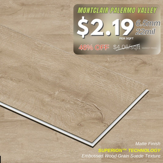Montclair-Palermo Valley 6.5MM 22MIL 7" X 48" Click Lock Waterproof Luxury Vinyl Plank Flooring (19.16sqft/Box)