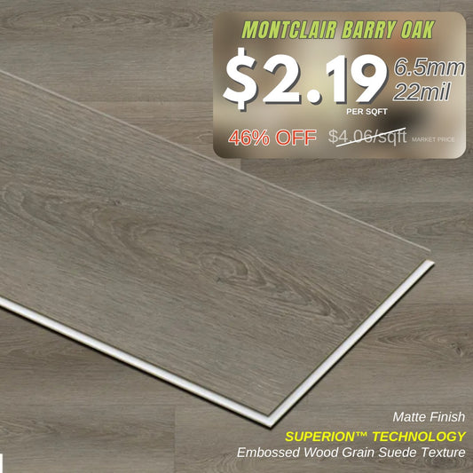 Montclair-Barry Oak 6.5MM 22MIL 7" X 48" Click Lock Waterproof Luxury Vinyl Plank Flooring (19.16sqft/Box)