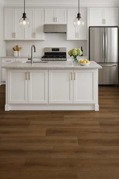 Alpine-Bruno Oak 5MM 22MIL 7" X 48" Click Lock Waterproof Luxury Vinyl Plank Flooring (23.95sqft/Box)