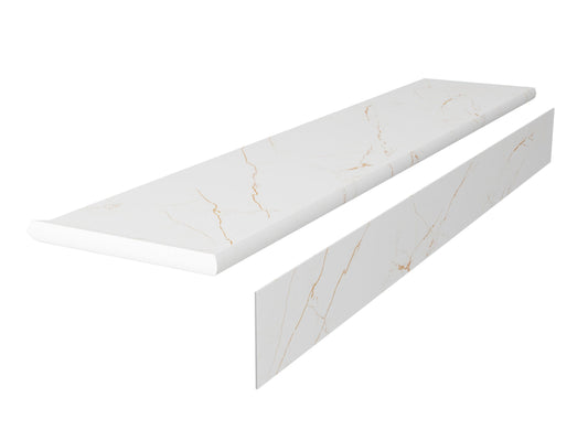 Rock-Pro Firenze Gold Premium Stair Tread With Riser  0.98 in. T x 51.18 in. L x 11.81 in. W Molding