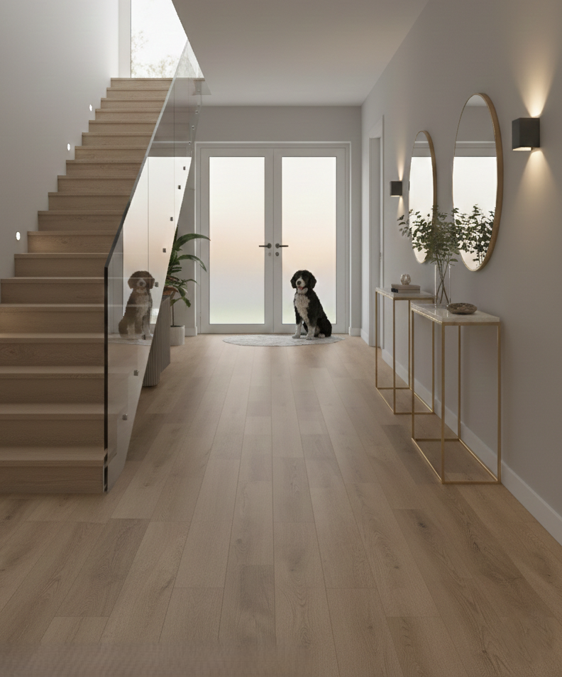 Citadel - Halen Oak 8MM 32MILWear layer Ceramic Shield Coating  9" X 48" Click Lock Waterproof Luxury Vinyl Plank Flooring (21.45 SQFT per box)
