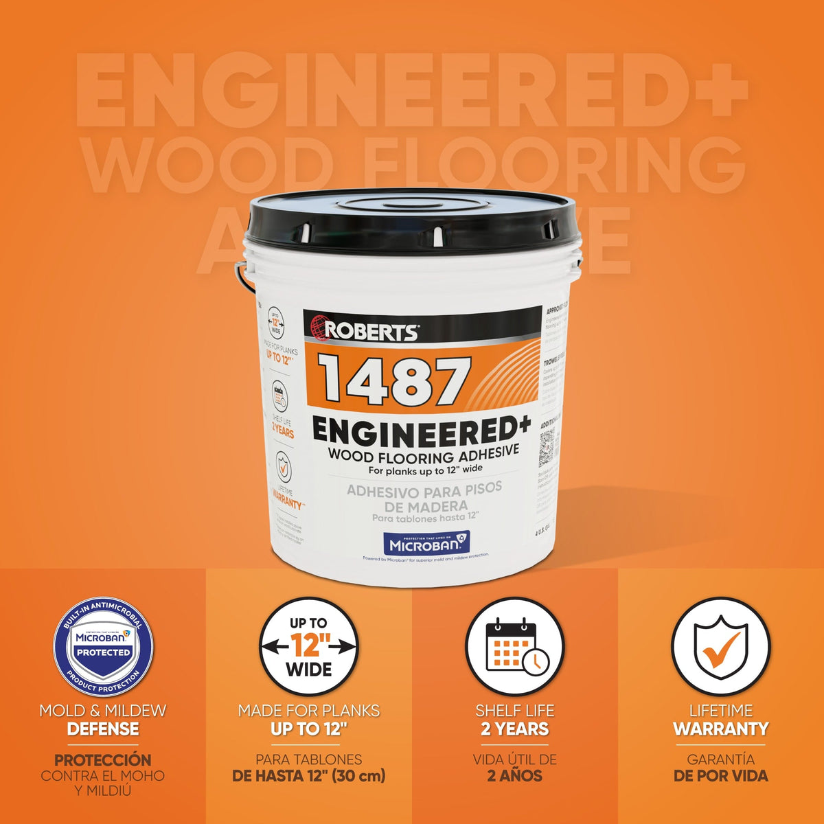 Roberts 1487 Engineered+ Wood Flooring Adhesive – 4 Gallon Pail