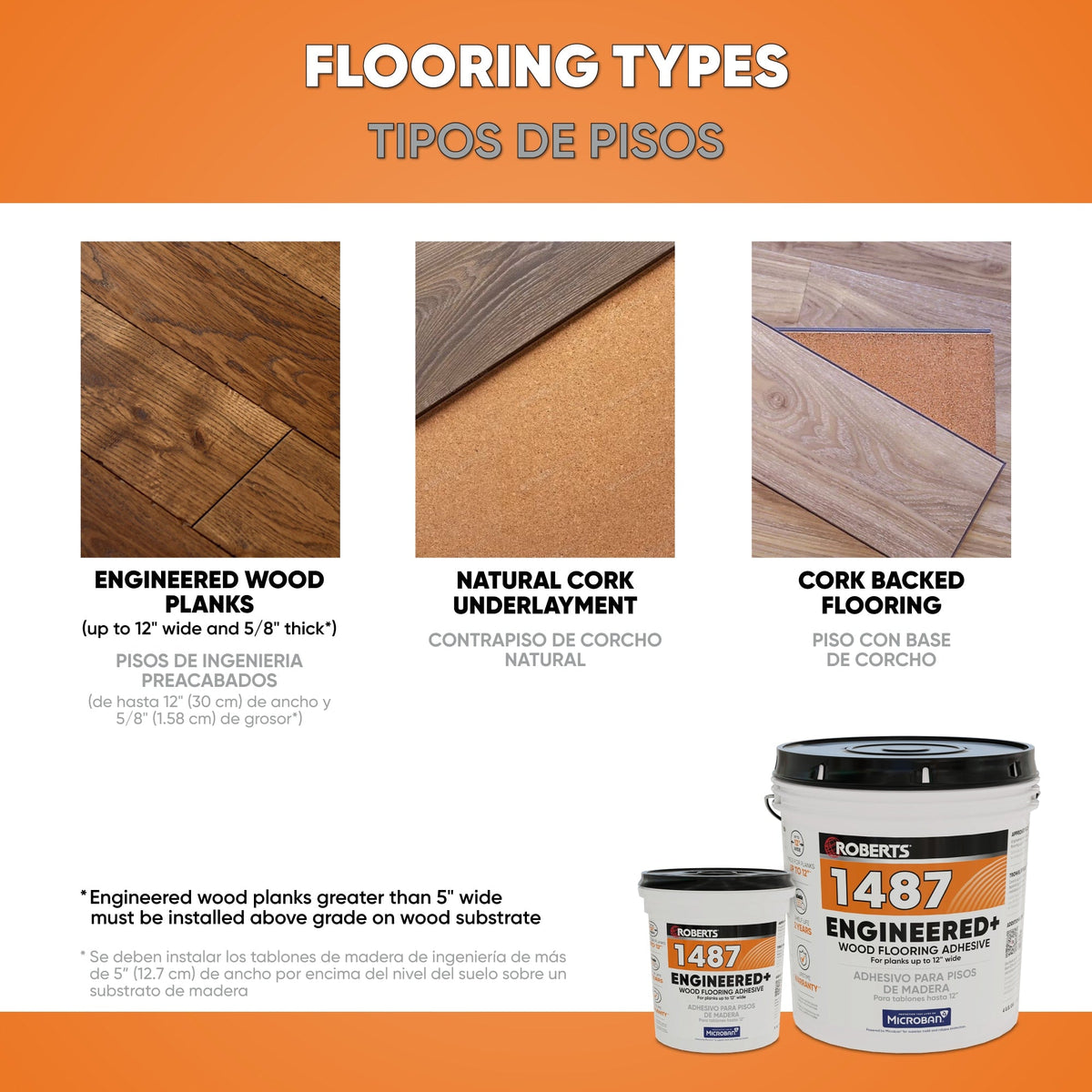 Roberts 1487 Engineered+ Wood Flooring Adhesive – 4 Gallon Pail