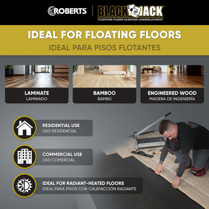 Roberts Black Jack 2-in-1 Underlayment – 100 sq. ft. Roll (43 in. x 28 ft.)