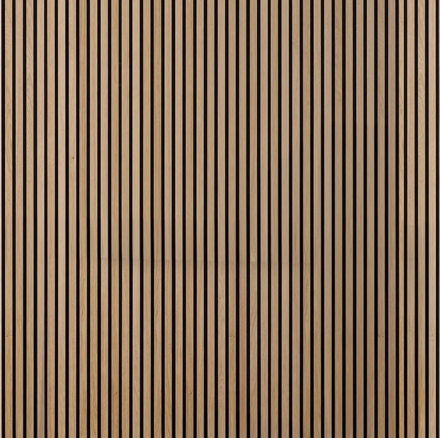 Natural Oak fluted wood-slat acoustic wall panel
