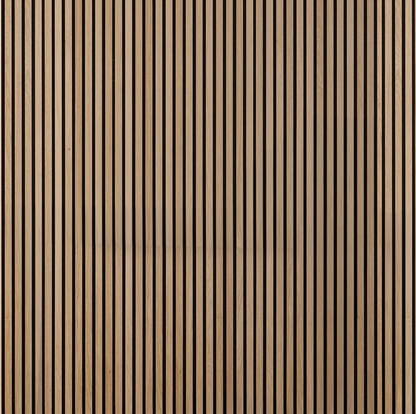 Natural Oak fluted wood-slat acoustic wall panel