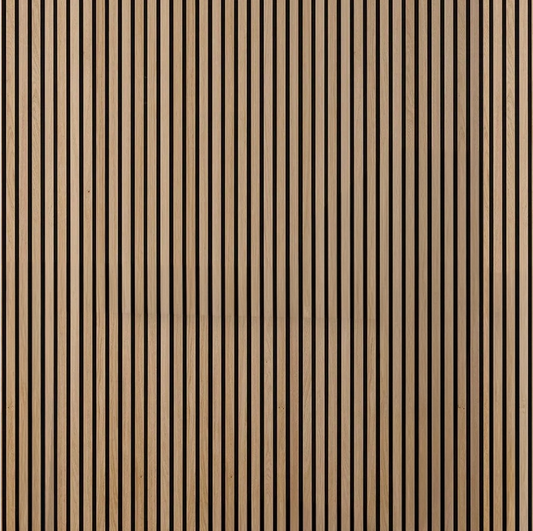 Natural Oak fluted wood-slat acoustic wall panel