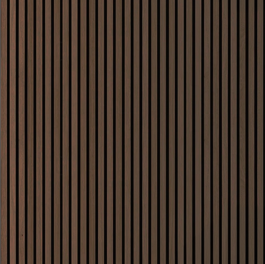 European Walnut fluted wood-slat acoustic wall panel