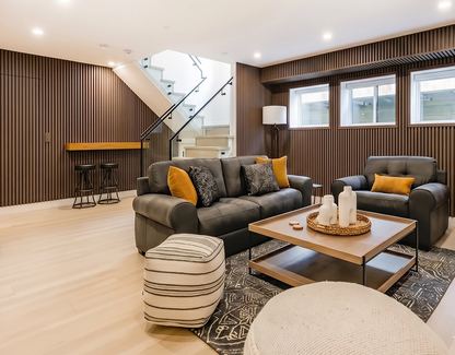 European Walnut fluted wood-slat acoustic wall panel, view 2