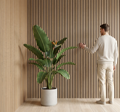 Nordic Oak fluted wood-slat acoustic wall panel, view 2