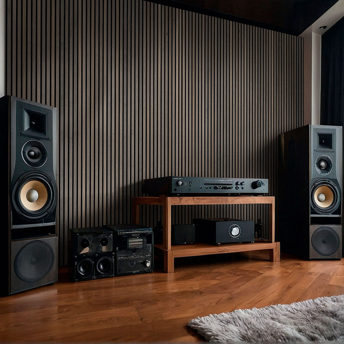 MSI-UMBER 94.5 In. x 9.5 In. 3D Fluted Wood Slat Acoustic Sound Absorbing Wall Paneling (Set of 4)