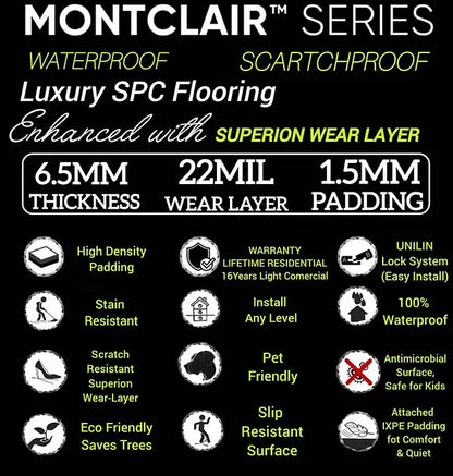 Montclair-Freemont Fir 6.5MM 22MIL 7" X 48" Click Lock Waterproof Luxury Vinyl Plank Flooring (19.16sqft/Box)