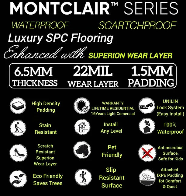 Montclair-Palermo Valley 6.5MM 22MIL 7" X 48" Click Lock Waterproof Luxury Vinyl Plank Flooring (19.16sqft/Box)