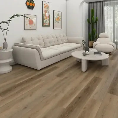 Alpine-Preston Oak 5MM 22MIL 7" X 48" Click Lock Waterproof Luxury Vinyl Plank Flooring (23.95sqft/Box)