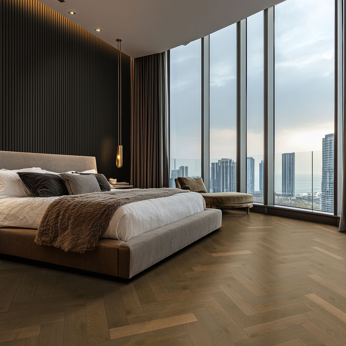 MSI-EBONY 94.5 In. x 9.5 In. 3D Fluted Wood Slat Acoustic Sound Absorbing Wall Paneling (Set of 4)