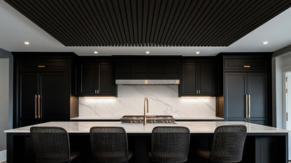 MSI-EBONY 94.5 In. x 9.5 In. 3D Fluted Wood Slat Acoustic Sound Absorbing Wall Paneling (Set of 4)