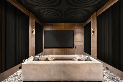 MSI-EBONY 94.5 In. x 9.5 In. 3D Fluted Wood Slat Acoustic Sound Absorbing Wall Paneling (Set of 4)