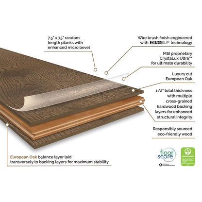 MSI Ladson-Thornburg Engineered Hardwood 7.5"W X 75"L 1/2"Thick 2MM Veneer (35.25sqft/Box)