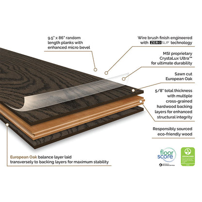 MSI McCarran-Atwood Engineered Hardwood 9.5"W X 86"L 5/8 Thickness 4MM Veneer (34.1sqft/Box)