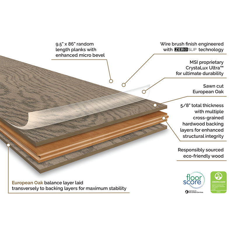 MSI McCarran-Bourland Engineered Hardwood 9.5"W X 86"L 5/8 Thickness 4MM Veneer (34.1sqft/Box)