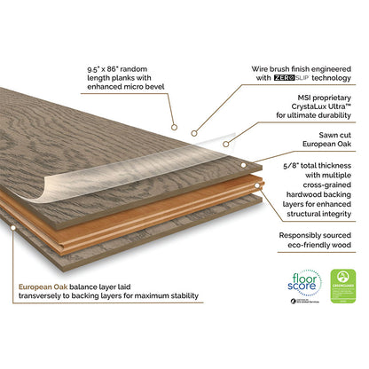 MSI McCarran-Bourland Engineered Hardwood 9.5"W X 86"L 5/8 Thickness 4MM Veneer (34.1sqft/Box)