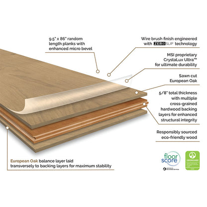MSI McCarran-Bramlett Engineered Hardwood 9.5"W X 86"L 5/8 Thickness 4MM Veneer (34.1sqft/Box)