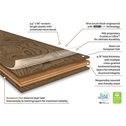 MSI McCarran-Clayborne Engineered Hardwood 9.5"W X 86"L 5/8 Thickness 4MM Veneer (34.1sqft/Box)