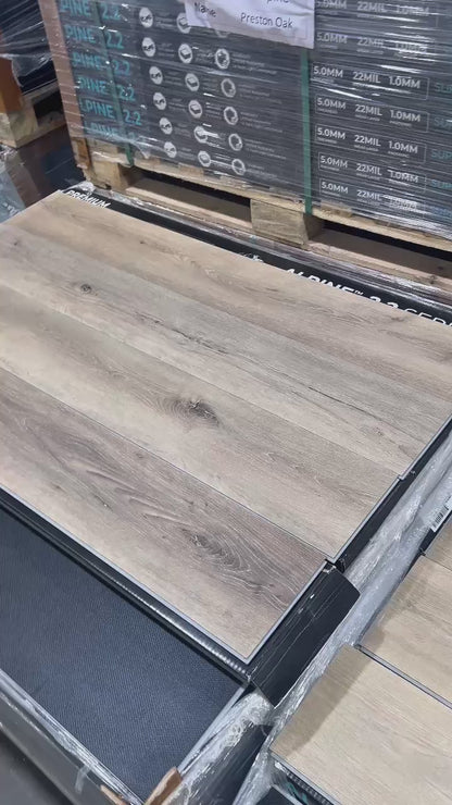 Alpine-Preston Oak 5MM 22MIL 7" X 48" Click Lock Waterproof Luxury Vinyl Plank Flooring (23.95sqft/Box)