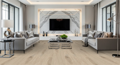 Alpine Blonde SF-2002A European Oak engineered hardwood flooring by Sky Axis — living room visualization