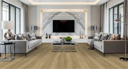 Driftwood SF-2001A European Oak engineered hardwood flooring by Sky Axis — living room visualization