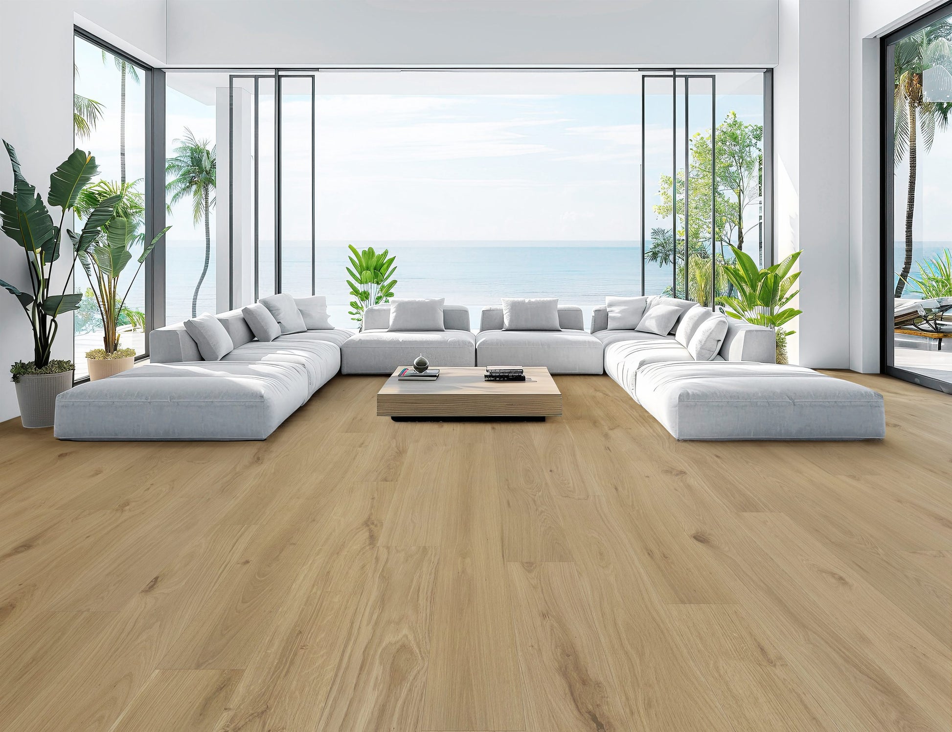 Driftwood SF-2001R European Oak engineered hardwood flooring by Sky Reserve — room scene