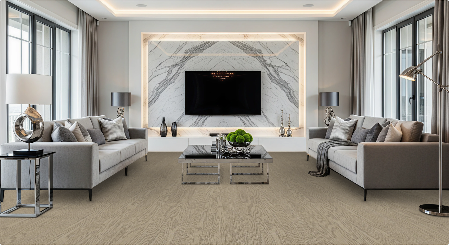 Solstice SF-2004R American Oak engineered hardwood flooring by Sky Reserve — living room visualization