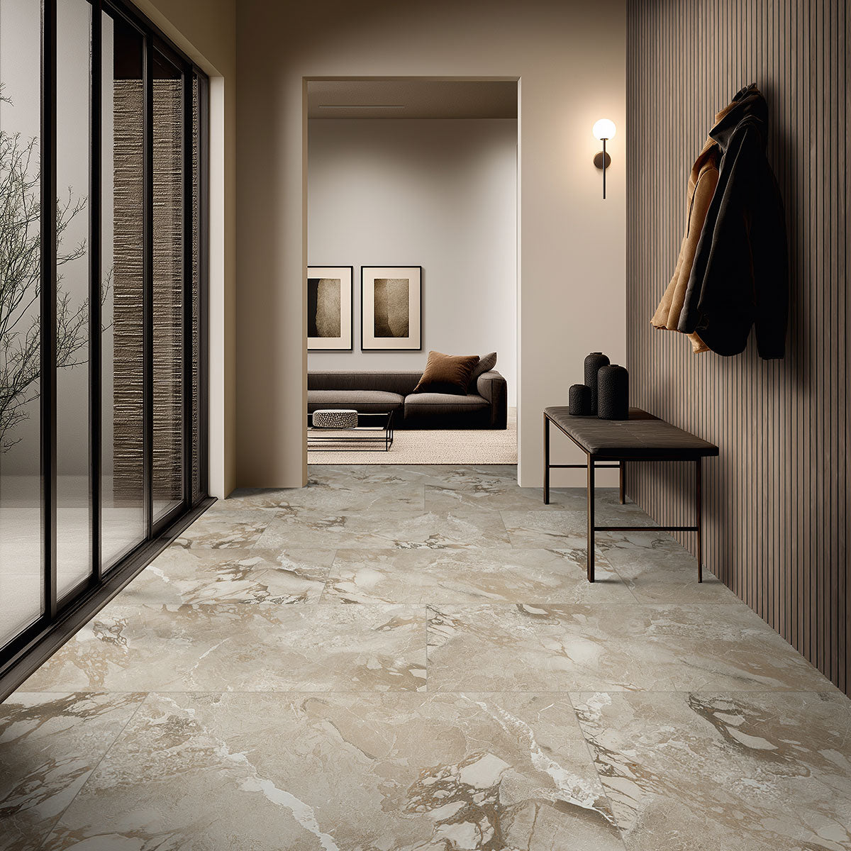 MSI-TAWNY MACRO 94.5 In. x 10.63 In. 3D Fluted Wood Slat Acoustic Sound Absorbing Wall Paneling (Set of 4)